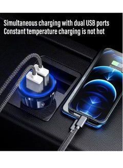 ELTRAZONE Usb Car Charger Adapter With Usb To Lightning Cable Dual Port Car Usb Charger/Fast Car Adapter For Iphone 14 13 X 8 7 6S Usb Car Adapter Car Phone Charger For Samsung Huawei Google & Other All Models  - Image 4