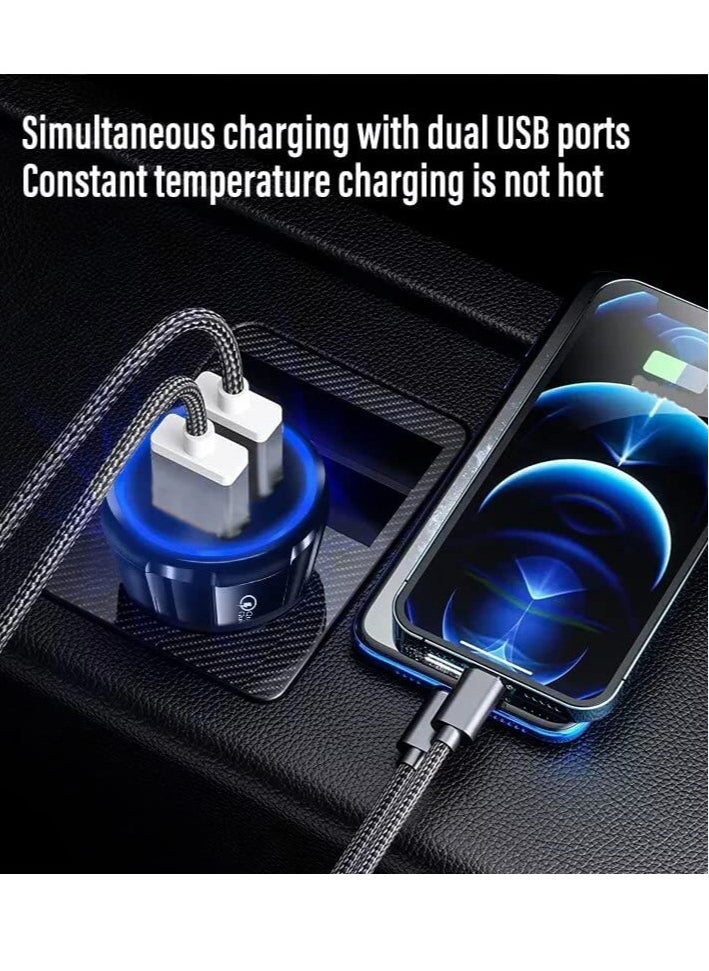 ELTRAZONE Usb Car Charger Adapter With Usb To Lightning Cable Dual Port Car Usb Charger/Fast Car Adapter For Iphone 14 13 X 8 7 6S Usb Car Adapter Car Phone Charger For Samsung Huawei Google & Other All Models  - Image 4