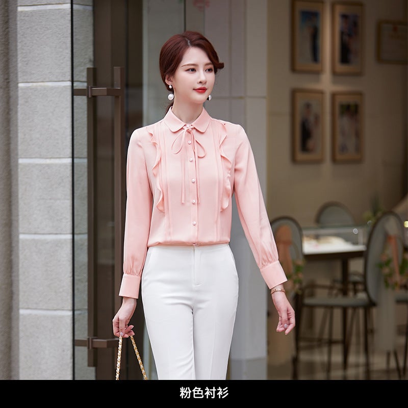 Autumn and Winter Solid Color White Commuter Slim-fit OL All-match Womens Split Short Skirt One-step Skirt Hip Skirt 6212 Pink Shirt