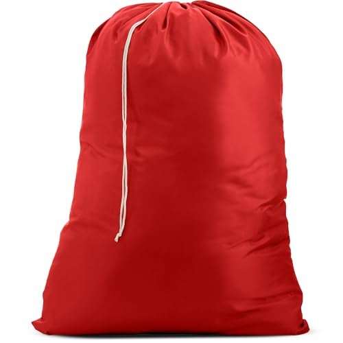 Handy Laundry Nylon Laundry Bag - Locking Drawstring Closure and Machine Washable. These Bags will Fit a Laundry Basket or Hamper and Strong Enough to Carry up to Three Loads of Clothes. (Red) - Image 1