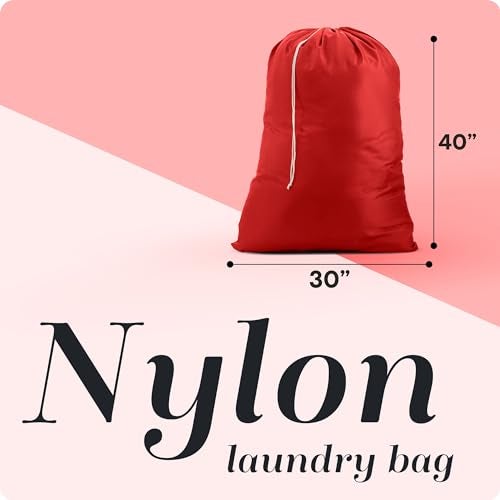 Handy Laundry Nylon Laundry Bag - Locking Drawstring Closure and Machine Washable. These Bags will Fit a Laundry Basket or Hamper and Strong Enough to Carry up to Three Loads of Clothes. (Red) - Image 2