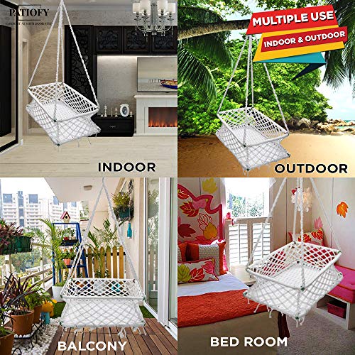 Patiofy باتيوفي قماش أرجوحة معلق للأطفال حديثي الولادة/بالنا/مهود الأطفال من عمر 0 إلى 2 سنوات - أبيض - Image 3