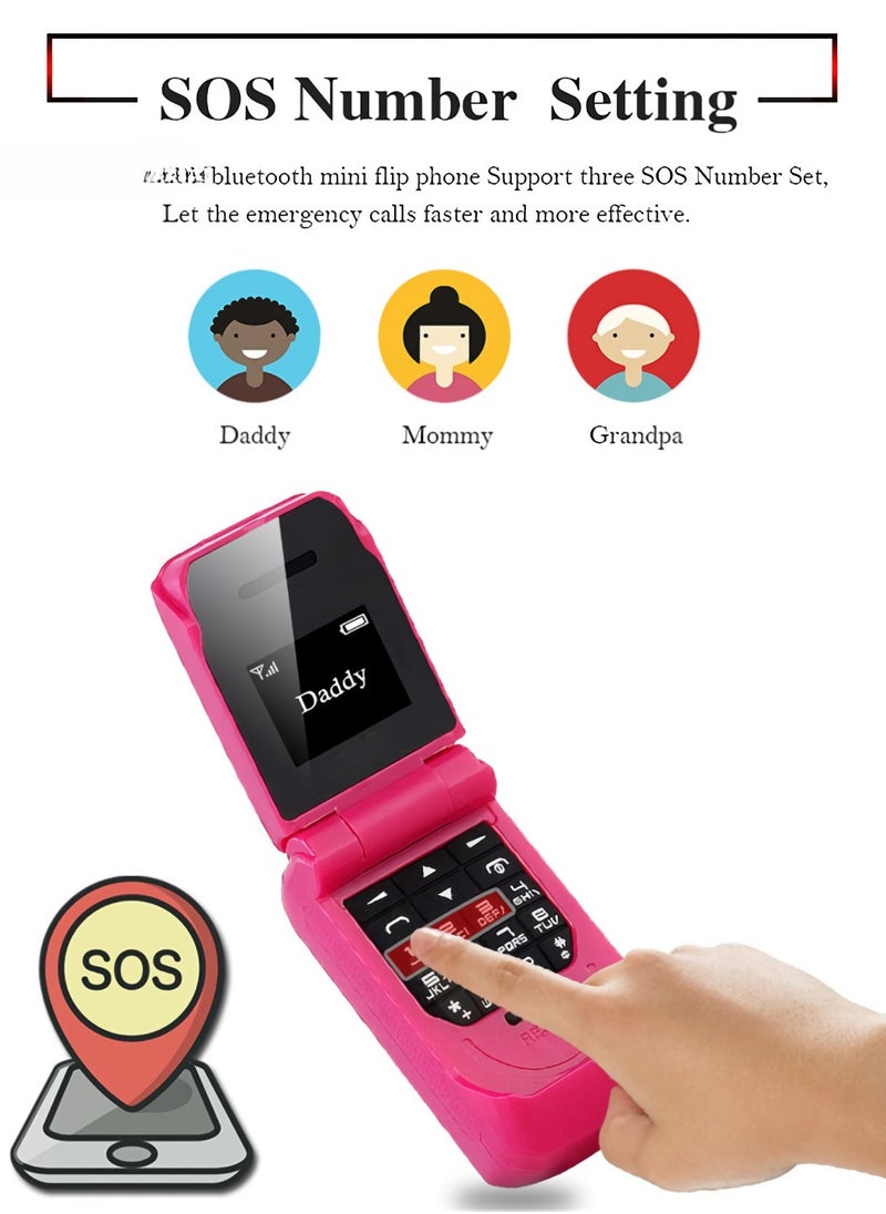 AROAQ - Mini Flip Cellphone, Lightweight Smallest Mobile Phone, Single Sim Card Feature Phone, Durable And Reliable Kids Cellphones With FM Radio SOS Bluetooth Dialer, (1pc, Red) - Image 1