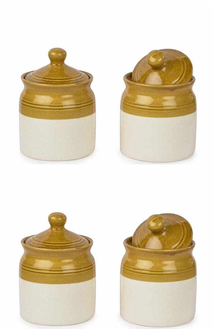 SHRIYAM CRAFTS Dining Table Pickle Jar ceramic Jars Containers For Storage hand Painted Ceramic Barni (JAR 250ML PACK OF 4) - Image 5