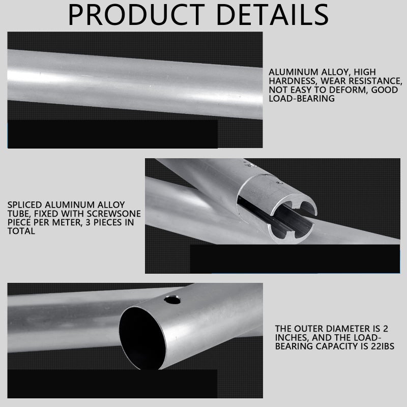 DImotliyor 118"/3m Stainless Metal Tube Crossbar for Studio Backdrop Wall Mount System - Holder Pole - Image 4