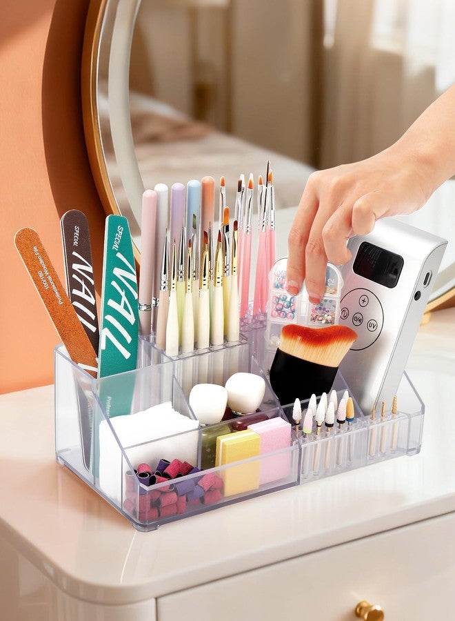 LIARTY Nail Drill Holder: Acrylic Nail Drill Bits Holder Makeup Organizer Case for Brush - Beauty Cosmetic Storage Box for Dresser Countertop and Bathroom Vanity - Image 1