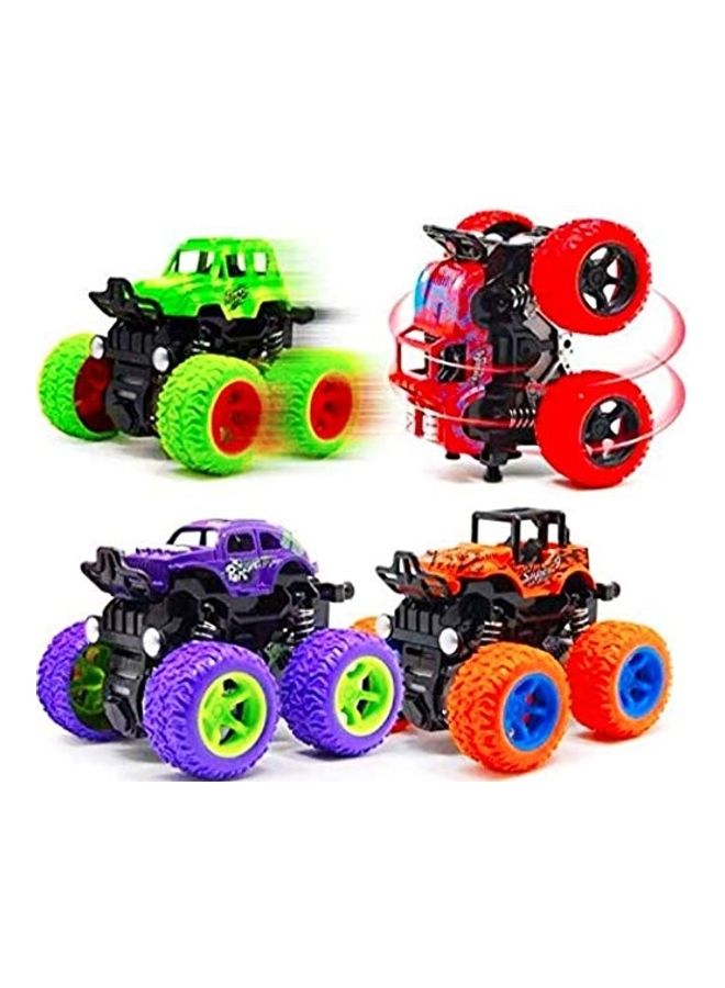نيبمينينت مجموعة من 4 سيارات صغيرة حيث تعمل بالاحتكاك وبتصميم على شكل شاحنات نوع "Monster" متعدد الألوان 4x12x8بوصة - Image 1