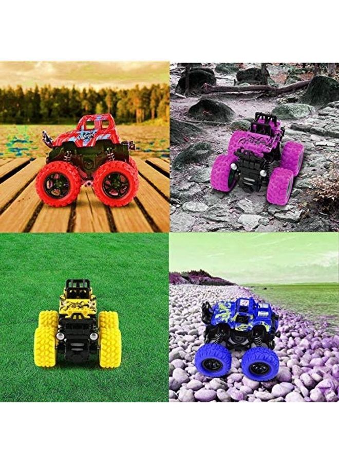 نيبمينينت مجموعة من 4 سيارات صغيرة حيث تعمل بالاحتكاك وبتصميم على شكل شاحنات نوع "Monster" متعدد الألوان 4x12x8بوصة - Image 2