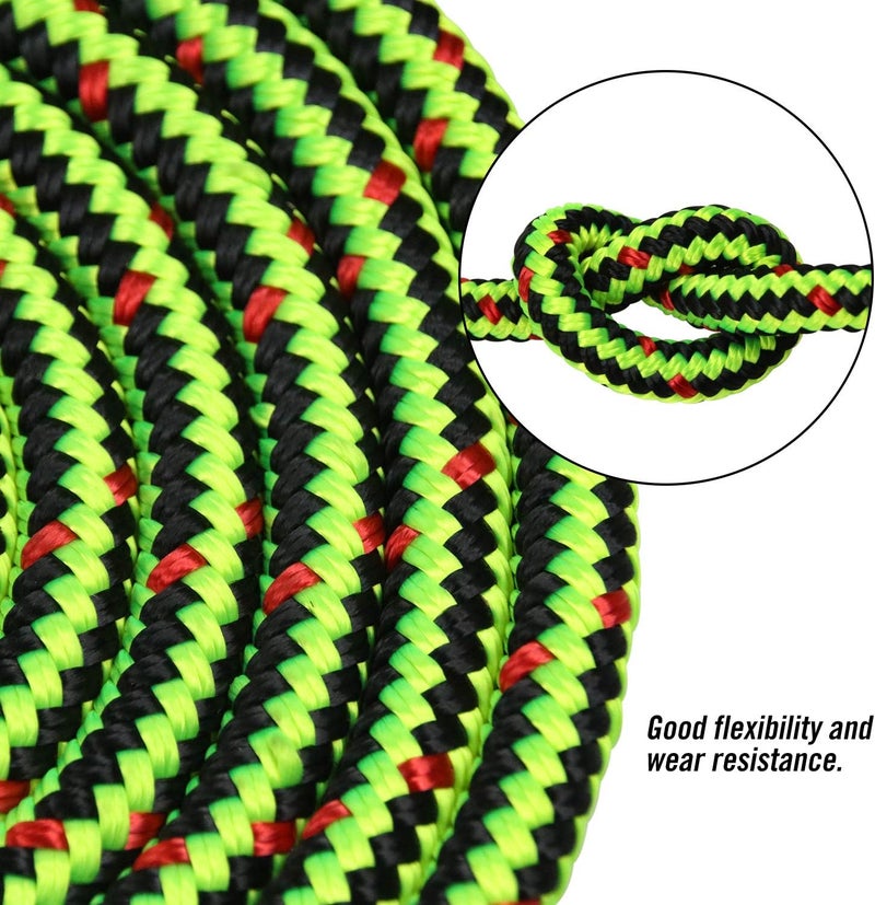 Perantlb 16 Strand Arborist Climbing Rope, UV Resistant and Weather Resistant Double Braided Boat rope1 / 2 "by 150 'Black with Green… - Image 4