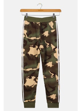 adidas Originals Kids Boy Brand Logo Training Sweatpants, Olive Combo  - Image 2