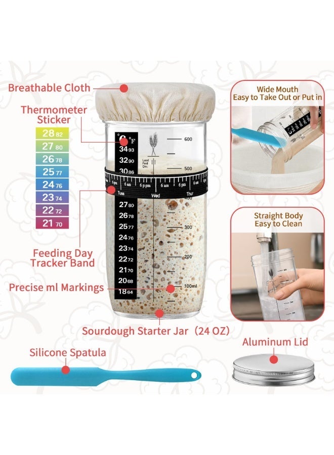 Arabest 38 Pcs Sourdough Starter Kit, Cotton Rope Banneton Bread Proofing Basket with Sourdough Starter Jars,10 Inch Round & Oval Proofing Basket with Liners & Covers for Artisan Bread Baking - Image 5
