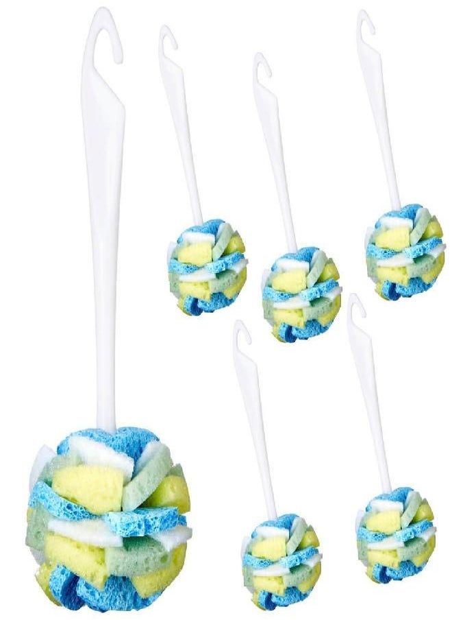 Compac Compac’s Dish SpongeWand Plus Tri Surface Scrubbing Sponge with Cello Foam Scour Sponge Petals, Cleans Dishes, Glassware 360° Scrubber Pads for Tough to Clean Pots Pans, Multi-Color, (Pack of 6)  - Image 4