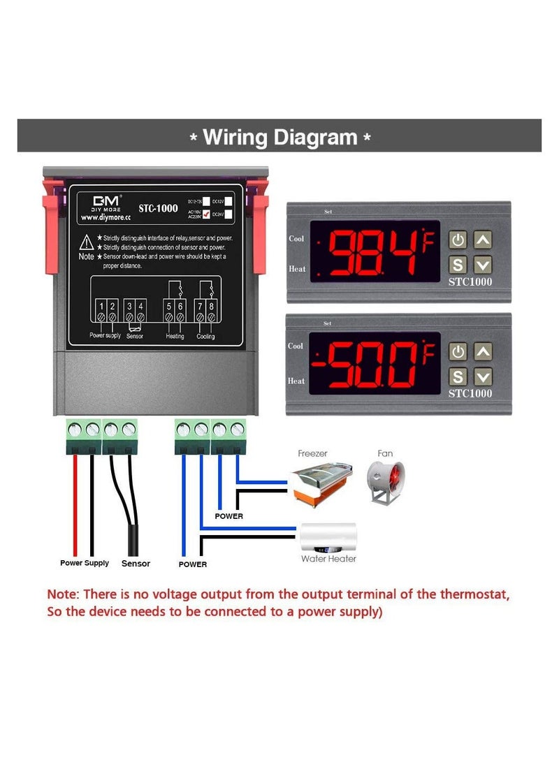 Y&D Versatile Fahrenheit Temperature Controller - STC-1000F,Machine Electronic Digital Display Switch for Refrigerator, and Heated Blanket Control with Sensor (110-220V)  - Image 4