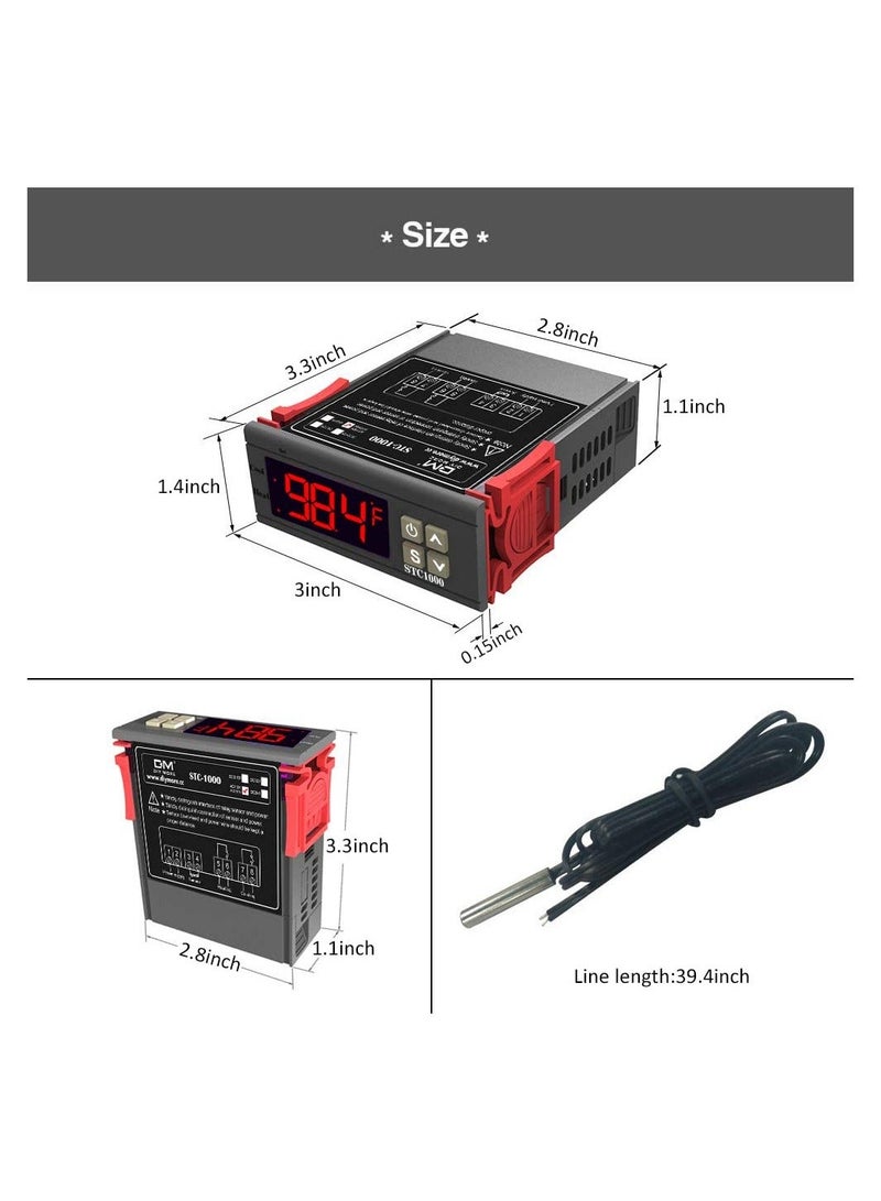 Y&D Versatile Fahrenheit Temperature Controller - STC-1000F,Machine Electronic Digital Display Switch for Refrigerator, and Heated Blanket Control with Sensor (110-220V)  - Image 2