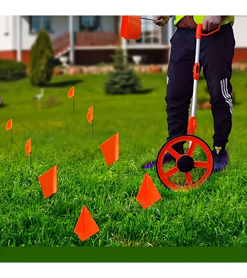10 قطع من أعلام تحديد العشب البرتقالية لأعمال الري في الحديقة، علامات خط القياس لتحريك الرشاشات في الفناء - Image 1