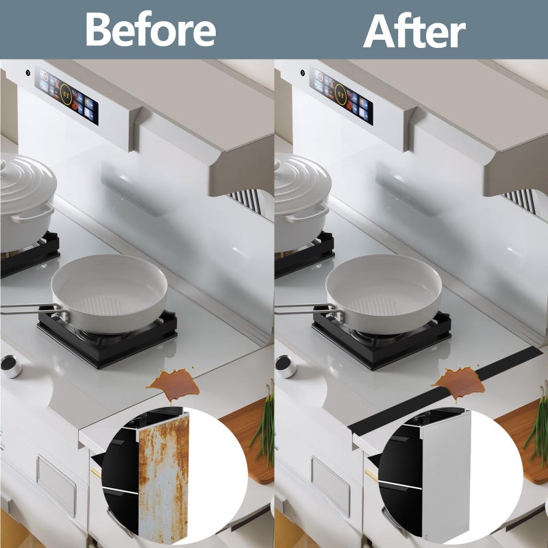 ddLUCK Silicone Stove Gap Covers (2PCS), 25 inch Stove Gap Filler, Stove Guard for Kitchen Oven Counter Side Gap, Heat Resistant and Easy Clean Oven Gap Filler, Black - Image 3