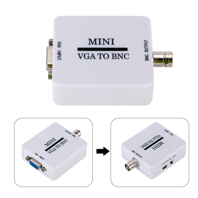 Video Converter: White, Auto Detects Converts PC Images To NTSC PAL - Supports SXGA 1920 @ 60Hz Input VGA Adapter for Home Theater Video Conferencing Lecture Room - Image 2