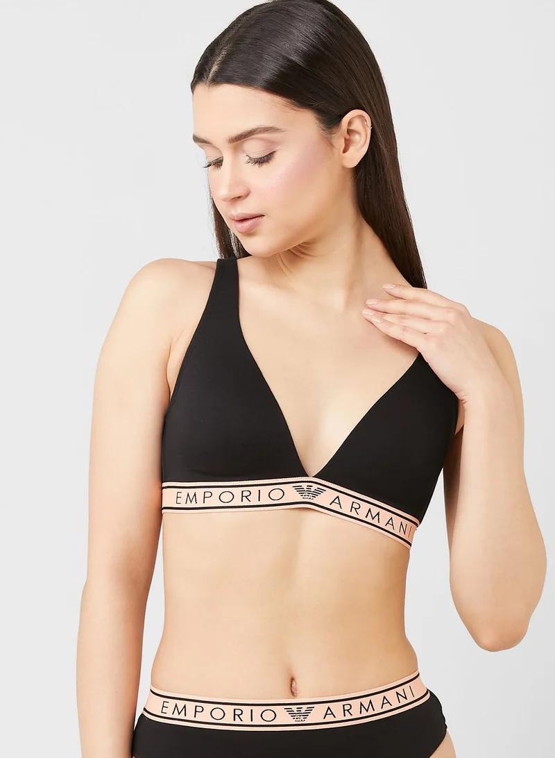 EMPORIO ARMANI Logo Band Plunge Bra