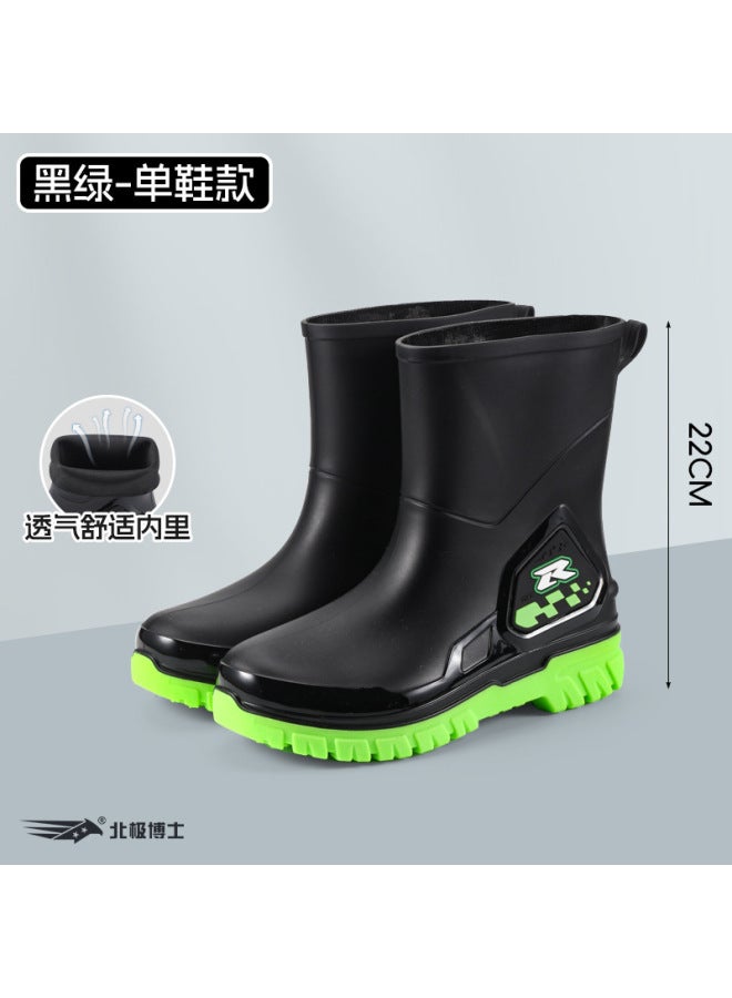 Fashion Rain Boots For Men, Non-slip, Wear-resistant, Waterproof Boots, New Mid-calf Outdoor Warm Rain Boots, Work Rubber Shoes For Men