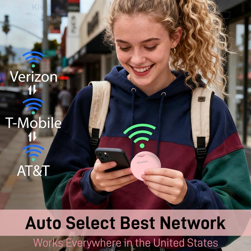 KiwiSIM 4G LTE Mobile Hotspot, Portable WiFi 6 Device with 10GB Data for 30 Days, Compatible with AT&T, T-Mobile, Verizon, No Contract, Pay as You Go, UFO Shape Design, Pink - Image 3