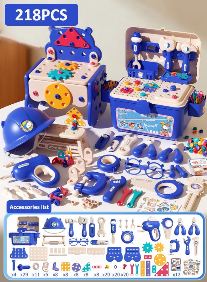 218-piece drill toolbox playset Simulated electric drill screw set Children's Repair Kit Electric drill disassembly and assembly toys Situational simulation toys  - Image 3