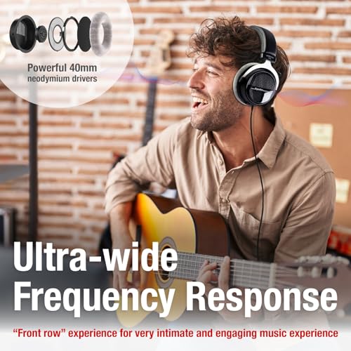 Superlux HD 330PRO, 32 ohms, Over-Ear Headphones, Professional Semi-Open Wired Headphones with 40mm Neodymium Drivers and Solid Bass, 3.5/6.3mm Jack Adapter for Smartphone, Tablets, Laptops, Computer - Image 2
