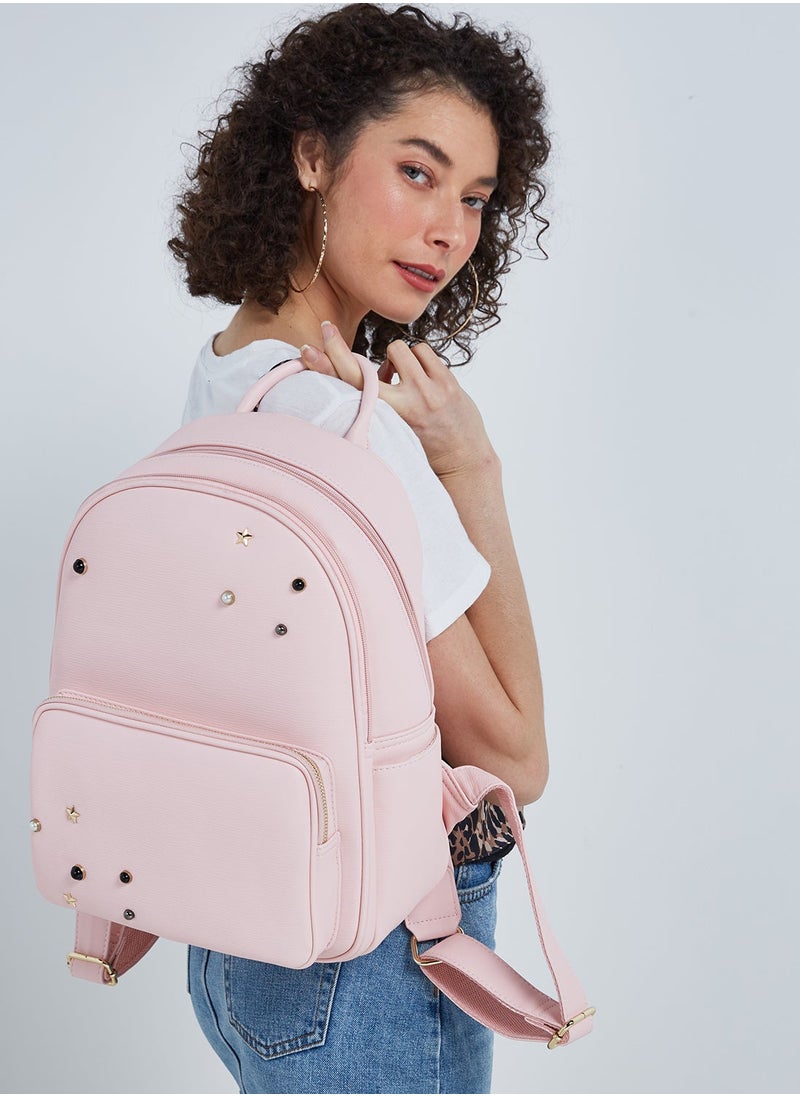 NIBEMINENT - Faux Leather Backpack Pink - Image 1