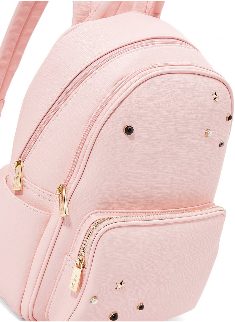 NIBEMINENT - Faux Leather Backpack Pink - Image 1
