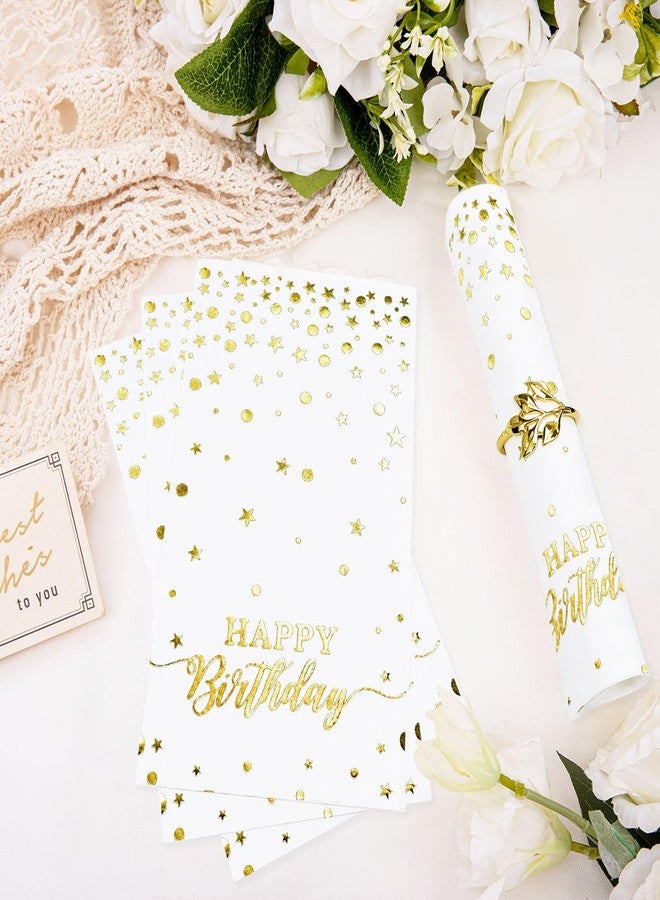 HEIPINIUYE 50 Pieces 3-ply Happy Birthday Napkins Disposable White and Gold Birthday Dinner Napkins Paper Napkins for Woman Man Birthday Party Bathroom Napkins Guest Disposable - Image 4