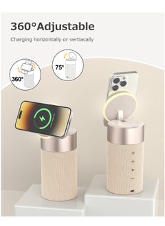 SYOSI SYOSI Bluetooth Speaker, Magnetic Wireless Charger Phone Holder, Bluetooth Speakers with Night Light, 2 in 1 Wireless Charging Station with Night Light and Speaker for iPhone 14 13 12  - Image 4