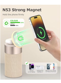SYOSI SYOSI Bluetooth Speaker, Magnetic Wireless Charger Phone Holder, Bluetooth Speakers with Night Light, 2 in 1 Wireless Charging Station with Night Light and Speaker for iPhone 14 13 12  - Image 3