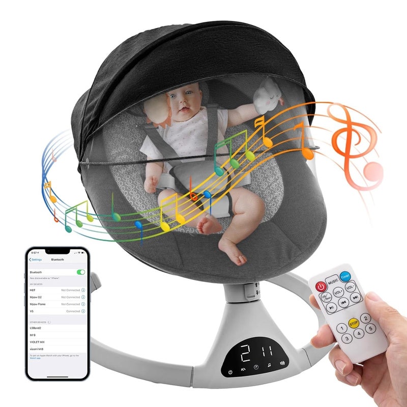 Soo Baby Soobaby Baby Swing for InfantsElectric Bouncer for BabiesPortable Swing for Baby Boy GirlIndoor Baby Rocker with 5 Sway SpeedsMusic and BluetoothLight Pink 