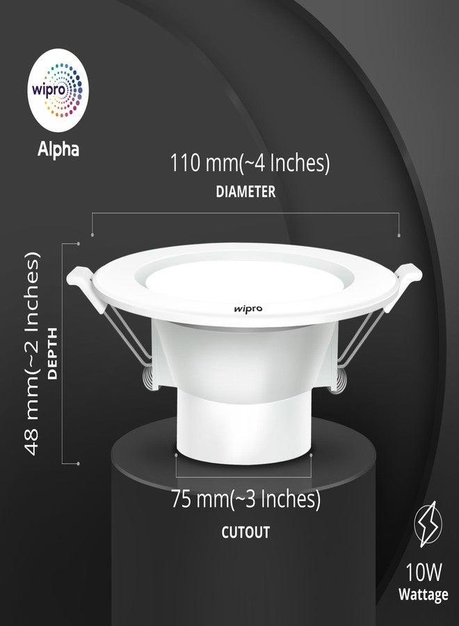 wipro Alpha 10W Round Downlight Junction Box | Blue | Glare-Free Design |Recessed Down Light For False Ceiling | Cutout ? 3 Inch | Pack Of 4 - Image 3