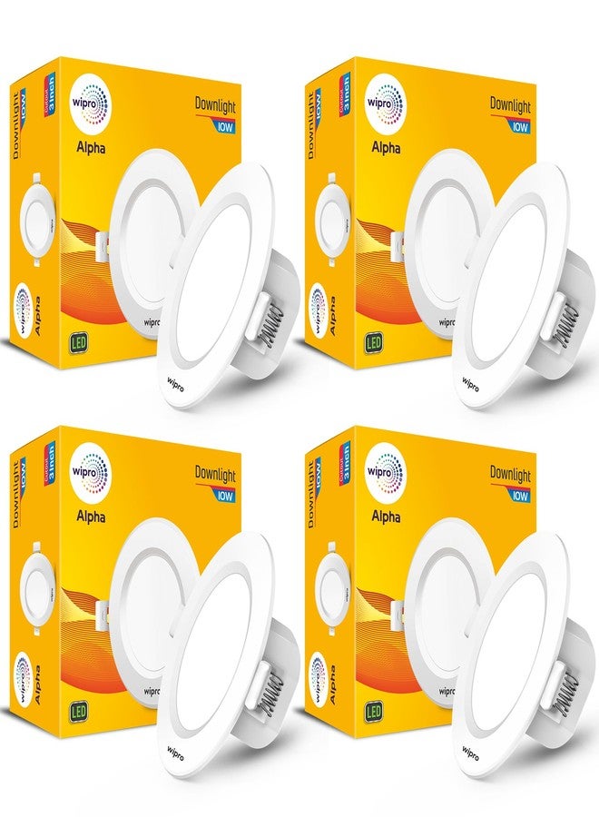 wipro Alpha 10W Round Downlight Junction Box | Blue | Glare-Free Design |Recessed Down Light For False Ceiling | Cutout ? 3 Inch | Pack Of 4 - Image 1
