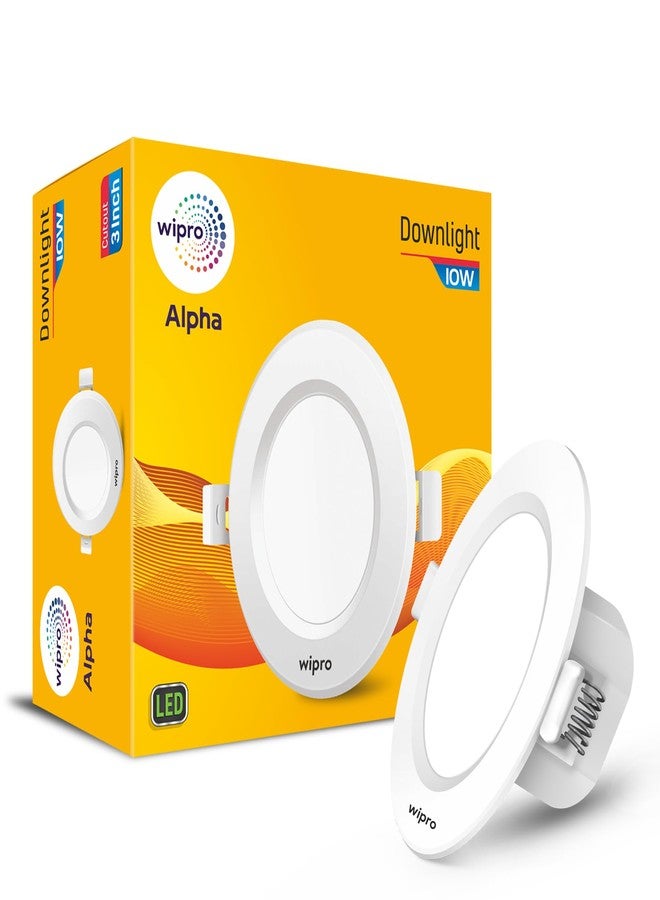 wipro Alpha 10W Round Downlight Junction Box | Blue | Glare-Free Design |Recessed Down Light For False Ceiling | Cutout ? 3 Inch | Pack Of 4 - Image 2