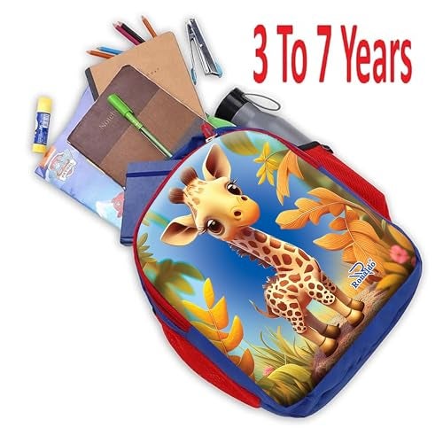 Ronaldo School Bag Giraffe Printed Casual Backpack for Kids Boys And Girls (Animal Print, Royel Blue) - Image 3