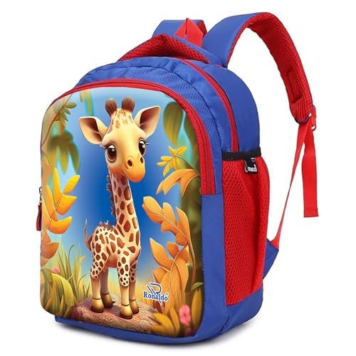 Ronaldo School Bag Giraffe Printed Casual Backpack for Kids Boys And Girls (Animal Print, Royel Blue) - Image 2