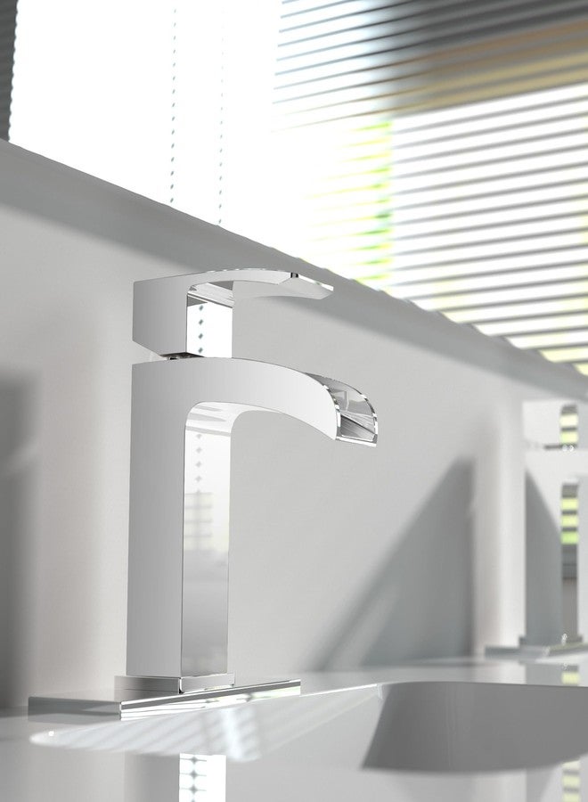 Lavatrum Polished Chrome Bathroom Faucet 1 Hole Waterfall, Vanity Faucet for Sink Single Handle Modern Mixer Tap with Pop-up Drain Stopper for Lavatory Farmhouse RV - Image 2