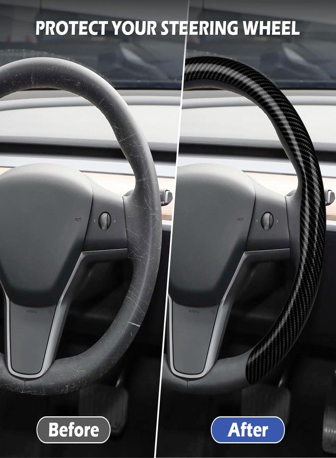 frani Leather Steering Wheel Cover, Universal 15 Inch Premium Non-Slip Steering Wheel Cover Black Carbon Fiber Texture - Image 3