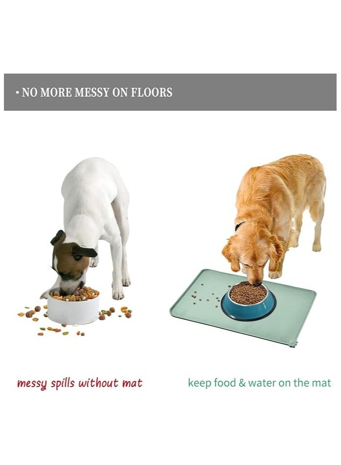 MahMir Feeding Mat, For Cat and Dogs Silicone Bowl Mat, Feeding Mat, Waterproof Dog Cat Mat Pet Placemat Premium Silicone FDA Grade Non-stick Non Slip Anti Spill Easy Clean  ( Green )  - Image 4