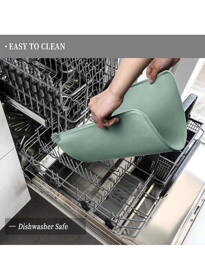 MahMir Feeding Mat, For Cat and Dogs Silicone Bowl Mat, Feeding Mat, Waterproof Dog Cat Mat Pet Placemat Premium Silicone FDA Grade Non-stick Non Slip Anti Spill Easy Clean  ( Green )  - Image 3