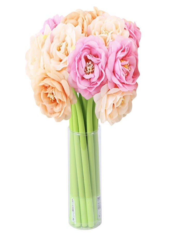 Yangshine 10 Pieces Creative Flowers Pen Artificial Chrysanthemum Ballpoint Pen Black 0.5mm Gel Ink Rollerball Pen for Girls Women Teacher At Home Office School Desk Decorations,Random color - Image 2