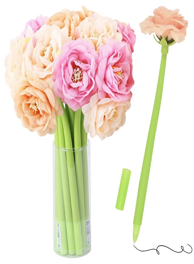 Yangshine 10 Pieces Creative Flowers Pen Artificial Chrysanthemum Ballpoint Pen Black 0.5mm Gel Ink Rollerball Pen for Girls Women Teacher At Home Office School Desk Decorations,Random color - Image 1