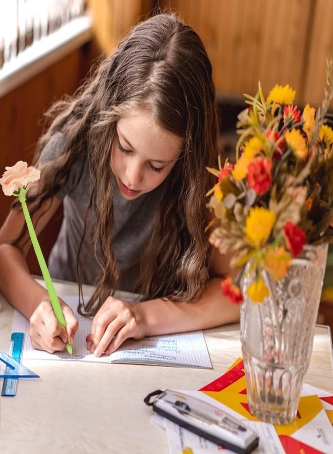 Yangshine 10 Pieces Creative Flowers Pen Artificial Chrysanthemum Ballpoint Pen Black 0.5mm Gel Ink Rollerball Pen for Girls Women Teacher At Home Office School Desk Decorations,Random color - Image 5