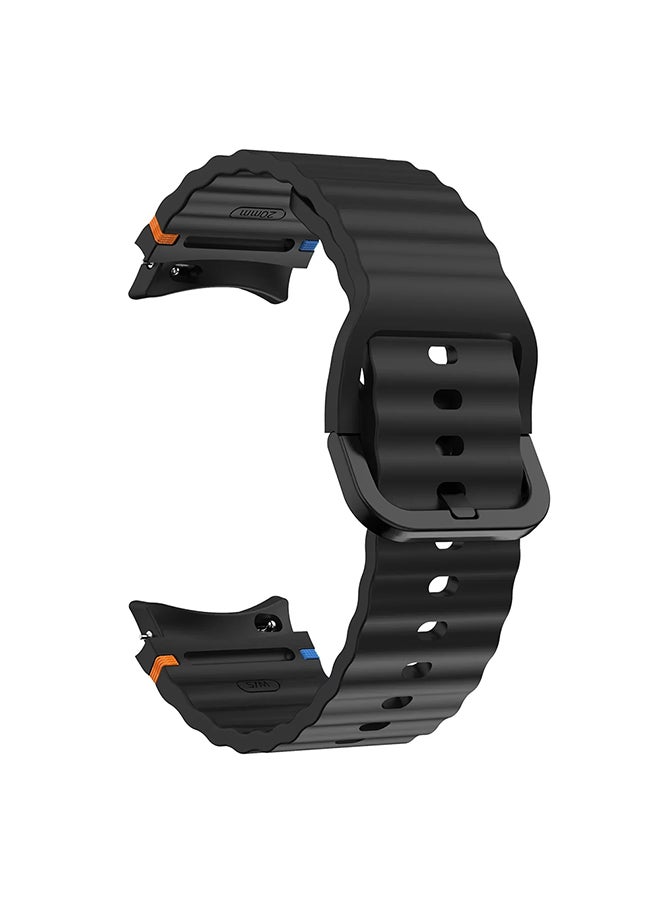 O Ozone No Gap For Samsung Galaxy Watch 7 6 5 4 Band 40mm 44mm/For Galxy Ultra 47mm/For Galaxy FE/5 Pro/6 Classic,20mm Soft Silicone Sport Bands- Black - Image 3