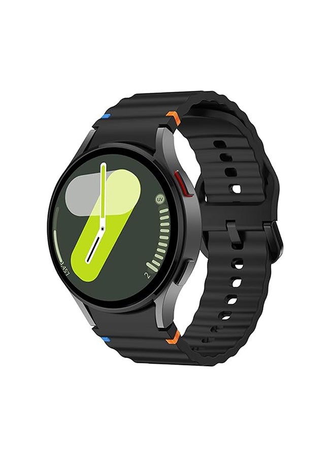 O Ozone No Gap For Samsung Galaxy Watch 7 6 5 4 Band 40mm 44mm/For Galxy Ultra 47mm/For Galaxy FE/5 Pro/6 Classic,20mm Soft Silicone Sport Bands- Black - Image 1