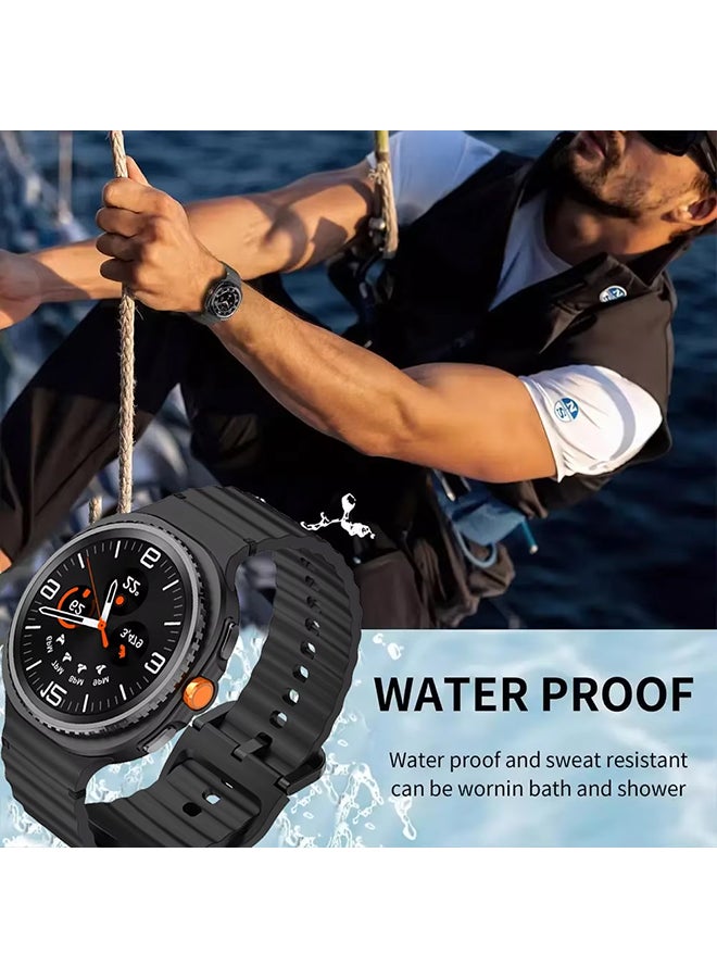 O Ozone No Gap For Samsung Galaxy Watch 7 6 5 4 Band 40mm 44mm/For Galxy Ultra 47mm/For Galaxy FE/5 Pro/6 Classic,20mm Soft Silicone Sport Bands- Black - Image 5