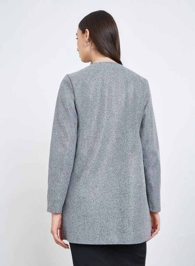 Take Two  Grey Midi Edge-to-Edge Coat for Women | Best Price UAE