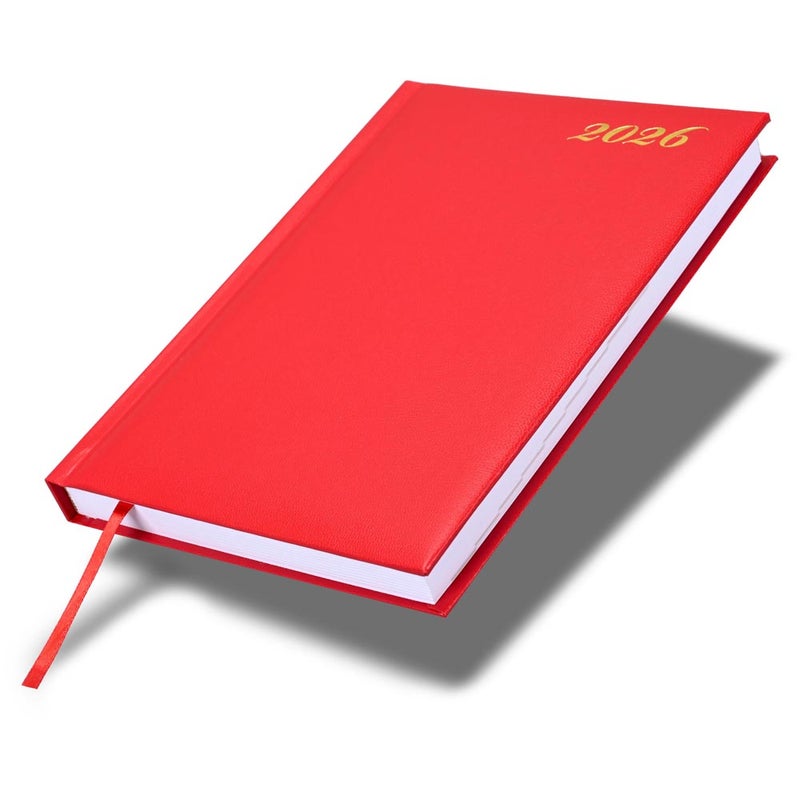 FIS مفكرة FIS الدولية 2026 A5، 148x210 مم، غلاف صلب من مواد الفينيل، تنسيق يوم واحد في الصفحة، 7 لغات متعددة، ورق أبيض 60 جرام، غلاف أحمر - FSDI136-7V26RE - Image 1