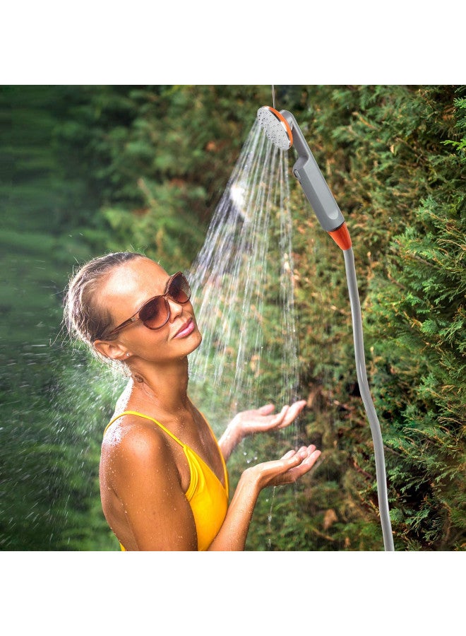 Ivation Portable Camping Shower | Compact Handheld & Hands-Free Rechargeable Outdoor Shower Head & Cleaning System w/ 3.7V Pump, 6-Ft Hose, Bidet Head, Removable Filter, Multiuse Hook & USB Cable - Image 3